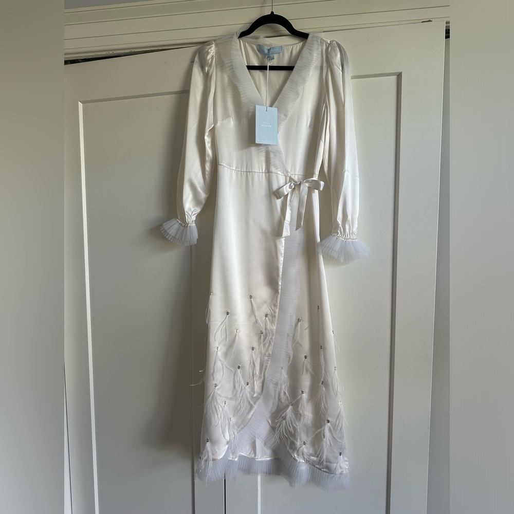 NWT 🤍 Hill House Dolly Rope Wrap Silk & Feather dress XS